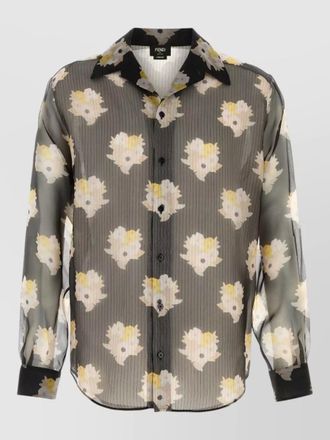 Fendi shirt floral pattern long sleeves sheer