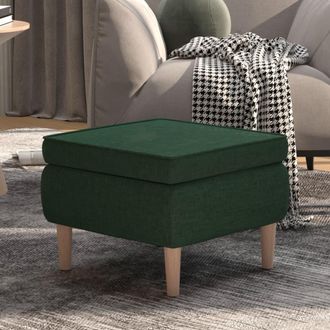 vidaXL Taburete Con Patas De Madera Tapizado Tela Verde Oscuro Vidaxl