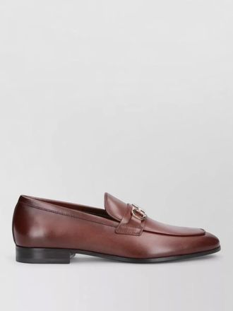 Ferragamo loafers almond toe metal hardware leather