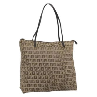 Fendi Pre-owned Tote Bags, female, Beige, Size: ONE SIZE Pre-owned Zucchino Canvas Hand Bag