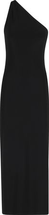 Norma Kamali Black One Shoulder Side-Slit Polyester Dress