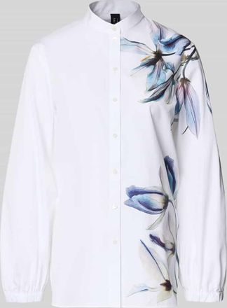 Marc Cain Bluse mit Mao-Kragen und Knopfleiste in Weiss, Gr&ouml;&szlig;e 34