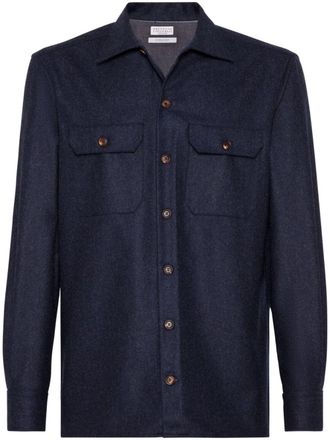 Brunello Cucinelli Giacca-camicia in flanella - Blu