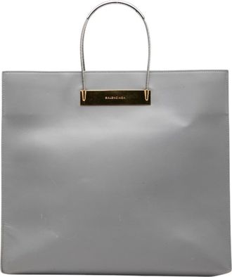 Balenciaga Gray Metal Leather Handbag Tote Bag (Pre-Owned)