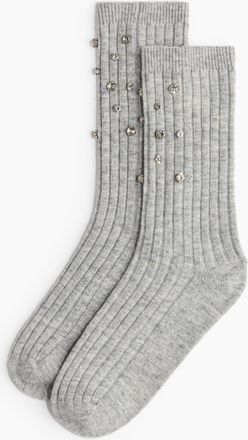 H&M Verzierte Socken aus Wollmix - Grau