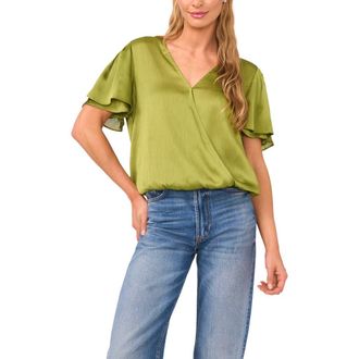 Vince Camuto Tulip Sleeve Wrap Top in Baltic Sea at Nordstrom, Size X-Large