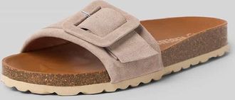 Verbenas Slippers aus echtem Leder Modell Reiko in Taupe, Gr&ouml;&szlig;e 37