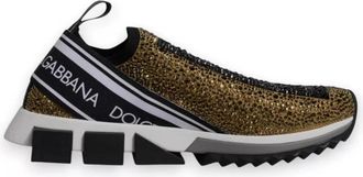 Dolce & Gabbana Rhinestone Slip-On Sneakers met Geribbelde Zool - Heren - Sneakers - Veelkleurig - 40 1/2 EU - Katoen - Schoenen