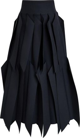 A.W.A.K.E Mode Laser-cut Woven Midi Skirt - Navy - 38 (UK10 / S)