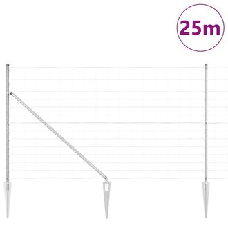 Berkfield Home Modern Field Fence 1.4x25 m Galvanised Steel in Silver
