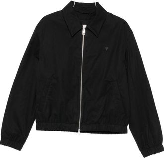 Ami Cropped Jacket with Classic Collar and Embroidered Logo