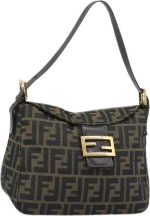 Fendi Pre-owned Zucca Canvas Shoulder Bag - Dames - Vintage Schoudertas - Bruin - ONE Size - Leer - Vintage