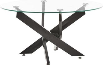 Home Heavenly Mesa centro redonda &oslash;80 cm de cristal con patas metal negras