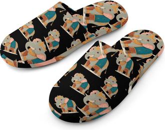 Generic Traditional Indian Dressed Elephant Mens Cozy Memory Foam Slippers Warm Cotton House Shoes Comfy Slipper for Indoor Outdoor