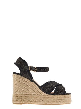 Castaner Beige Wedge Sandals In Canvas Woman