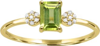 Diamond2Deal 10K Yellow Gold Peridot and Diamond Engagement Ring ( 0.60Ct)