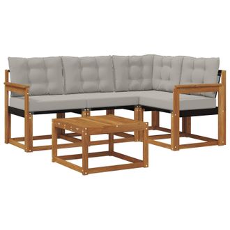 vidaXL Conjunto De Sof&aacute;s De Exterior 5 Pcs Gris Natural Y Claro Vidaxl