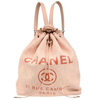 Chanel Deauville Backpack Canvas Pink Canvas Backpack Bag (Pre-Owned)