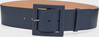 Carolina Herrera Square-Buckle Wide Leather Belt