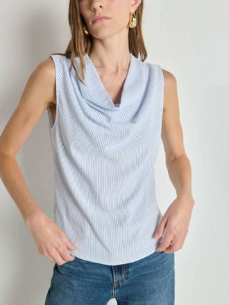 Nation Ltd Cille Cowl Neck Tank In Mini Stripe