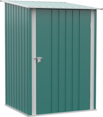 OUTSUNNY Caseta De Jard&iacute;n Met&aacute;lica Con Techo A Dos Aguas, Puerta Con Cerradura, Para Uso Exterior, 100 X 103 X 160 Cm, Verde