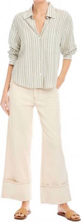 Fifteen Twenty Leighton Ruched Sleeve Shirt In Sage