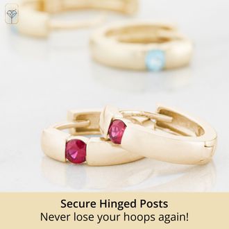 MAX + STONE 14k Yellow or White Gold Small Round Gemstone Huggie Hoop Earrings