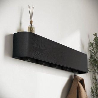 OEM Perchero De Pared, Estante De Pared, Perchero Con Ganchos, Perchero De Pared De Madera, Ganchos Ocultos, Madera, 52,77,210,1 Cm, Negro