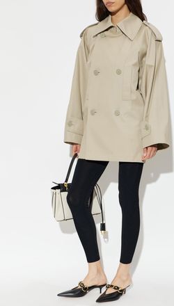 Balenciaga Double-breasted Trench Coat, Womens, Beige