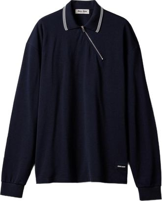 Miu Miu Zippered Logo-patch Polo Shirt
