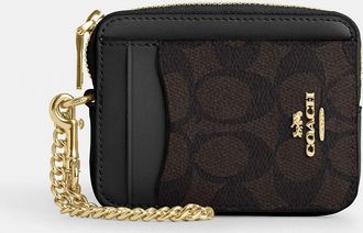 Coach Zip Card Case In Signature Canvas