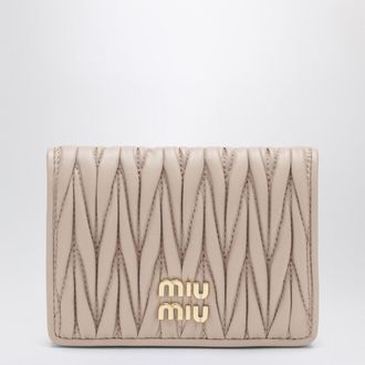 Miu Miu Compact wallet in powder-pink quilted nappa