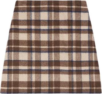 Max Mara Kort geruite wollen rok - Dames - Korte rokken - Veelkleurig - 3XS - Wol - Rokken