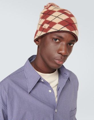Acne Studios Mens Argyle Face Wool Blend Beanie Multiple Colors Accessories > Beanies & Hats