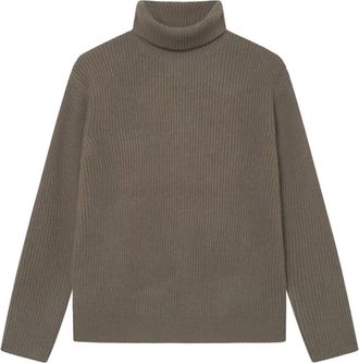 Les Deux Eddie Wool Rib Rollneck Knit - Heren - Coltruien - Bruin - S - Wol - Truien & Vesten