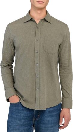 W.R.K Reworked Slim Fit Heathered Green Cotton Button-Up Shirt at Nordstrom, Size Medium