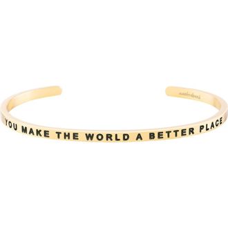 Mantra You Make The World A Better Place bracelet in Outside - Yellow Gold at Nordstrom