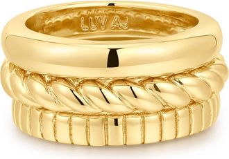 Luv AJ The Kiara Set of 3 Rings in Gold at Nordstrom, Size 7