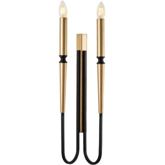 Vente-Unique Aplique De Pared Estilo Candelabro En Metal - Dorado Y Negro - L. 18 X Alt. 58 Cm - Ovyla
