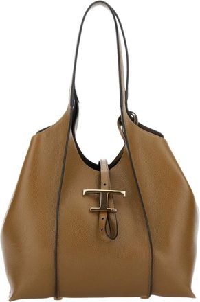 Tod's Tassen, Dames, Bruin, ONE Size, Leer, Small T Timeless Shopping Bag