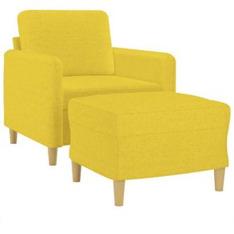 vidaXL Vidaxl - Sill&oacute;n Con Taburete Tela Amarillo Claro 60 Cm