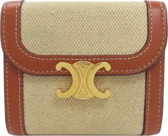 Celine Brown Canvas Leather Wallet (Bi-Fold) (Pre-Owned)