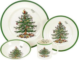 Spode Christmas Tree 4Pc Place Setting, Service For 1