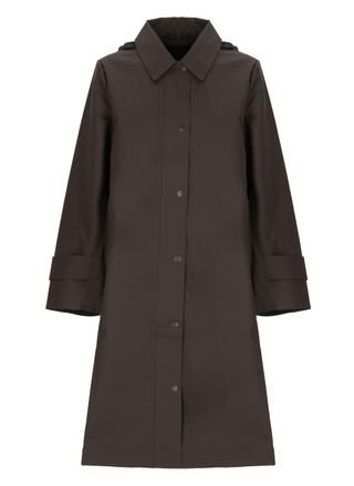 Rains Nara W Brown Snap Buttons Long Raincoat