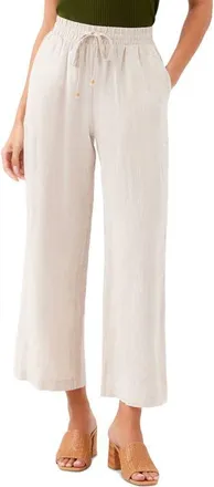 Karen Kane Wide Leg Drawstring Linen Pants in Oatmeal at Nordstrom, Size X-Large
