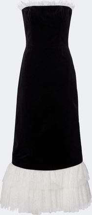 Costarellos Isabetta lace-trimmed velvet midi dress