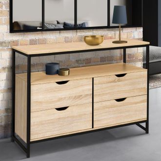 IDMarket Idmarket - Detroit Arc&oacute;n De Dise&ntilde;o Industrial De 110 Cm Con 4 Cajones Y Estante