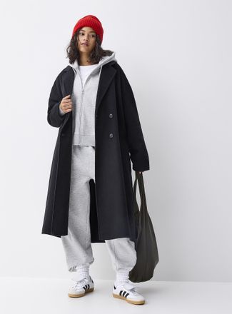 Twik Womens Long double-breasted felt overcoat