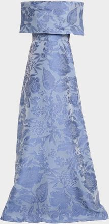 Lela Rose Floral Fil Coupe Off-The-Shoulder Gown