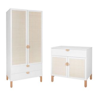 OEM Commode 2 Portes Et Armoire 2 Portes Bellamy Laurie Blanc Et Bois